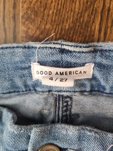 Good American Jeans Straight Leg Raw Hem Unique Pockets 4/27 - Picture 5 of 11