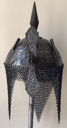 Casco de acero islámico mogol otomano indo persa tallas de Khula Khud - Imagen 2 de 5