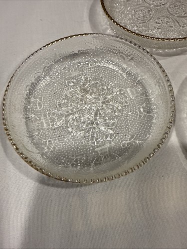 Vintage MCM 8er Set Jeannette Glasuntersetzer Harfenmuster 22K Goldrand mit Defekt - Bild 14 von 18