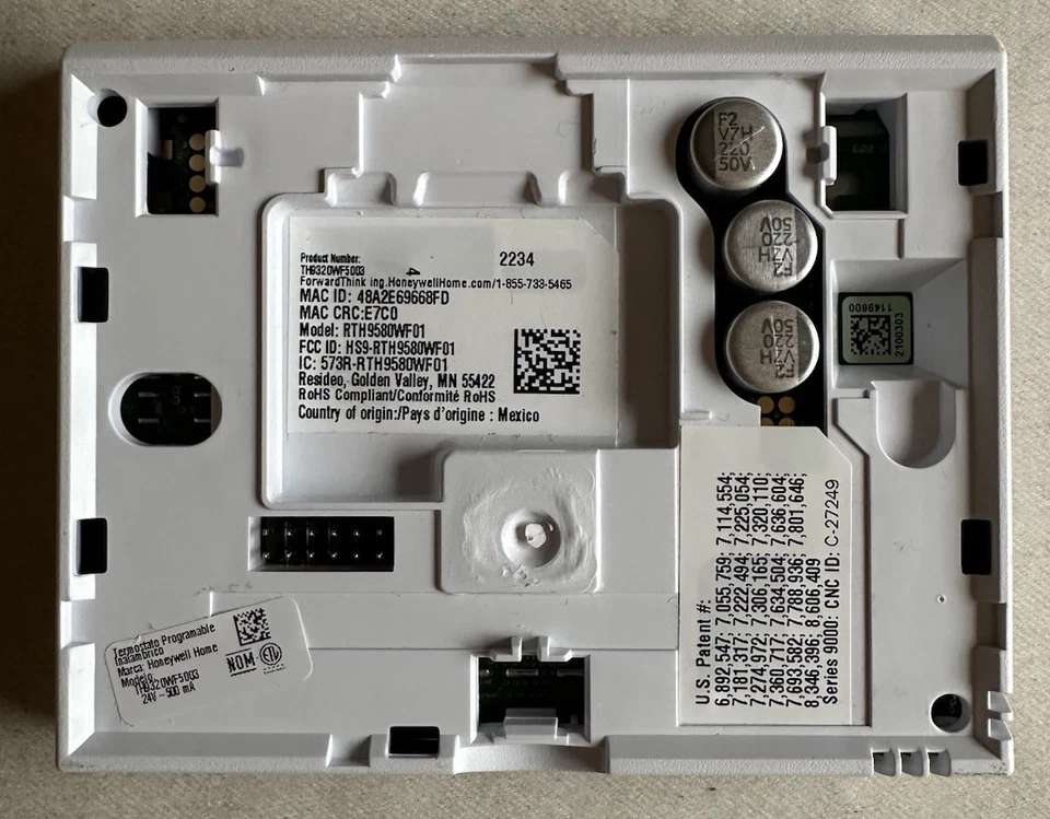 Honeywell RTH9580WF01 Wi-Fi Smart Color Pantalla Táctil Termostato SIN PLACA POSTERIOR Foto 2 de 2