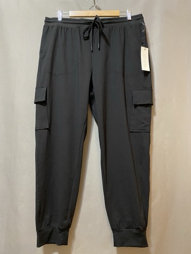 Neu mit Etikett Rachel Zoe Damen-Cargo-Jogginghose elastischer Bund mittelhoch Stretch Größe XL schwarz