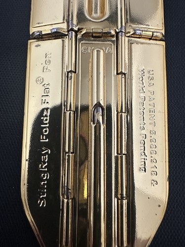 Vintage STINGRAY FOLDZ FLAT Ballpoint Pen -  Gold Tone - Picture 6 of 11