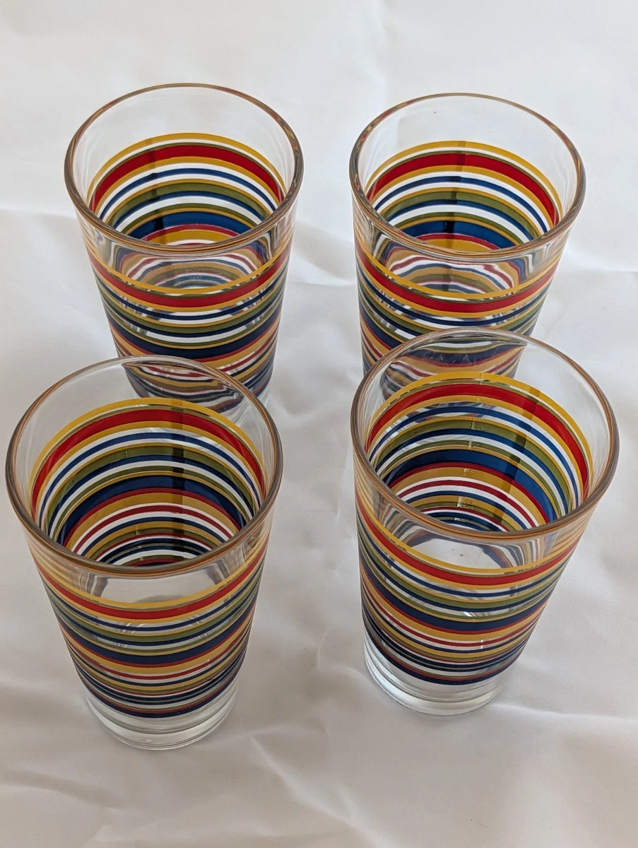 Vintage Striped Drinking Glasses In Libbey 40s, 50s, 60s Glassware