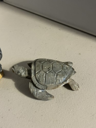 Lot of 3 Hand Carved Marble Stone Sea Turtle Figurines Carving Largest 3" - Picture 6 of 14