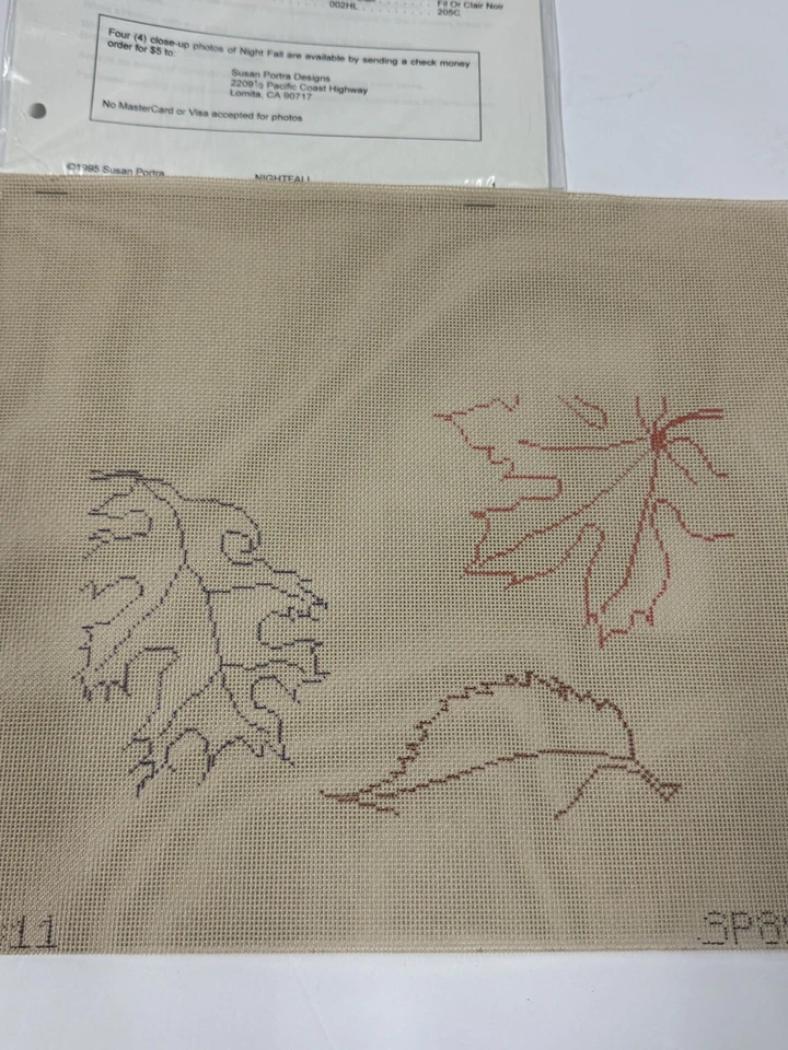 Needlepoint Canvas NIGHTFALL Leaves By Susan Wulf With Instruction Book (1995) - Image 2 of 4