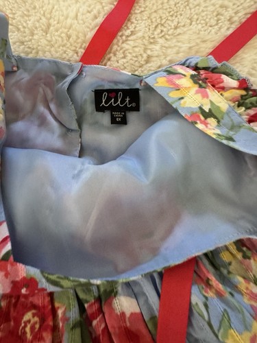 Beautiful Floral Blue Girls Dress Size 6x - Picture 7 of 8