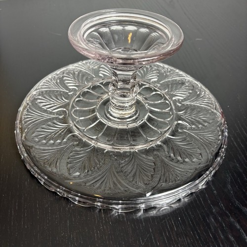 EAPG Pressed Glass Pedestal 10.5" Cake Stand Antique Vintage Purple Sun Tint - Picture 8 of 10