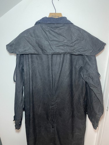 Giacca cerata vintage all'aperto uomo taglia media caccia nero outdoor impermeabile - Foto 6 di 12