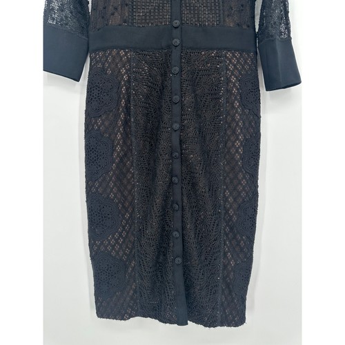 Abito Anthropologie Beguile by Byron Lars Mona pizzo illusione midi nero, taglia 8 - Foto 8 di 15