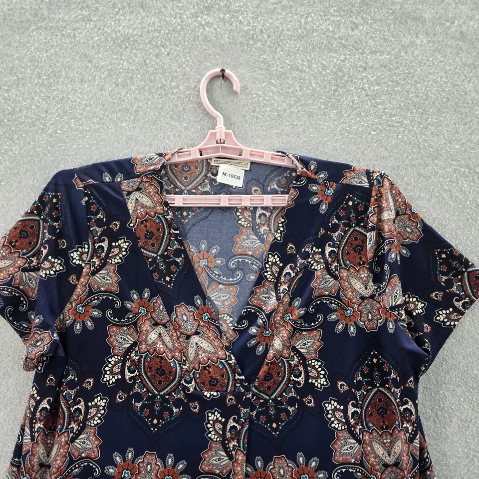 Blusa Pullover Dana Buchman Mujer XL Azul Marino Cachemira Cuello en V Foto 4 de 4