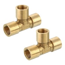 Brass Tee Pipe Fitting, G1/8" x G1/8" x G1/8" 3 Way T-Connector, 2pcs