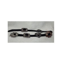 Brighton Vintage Western Braided Leather Belt Cross Heart Buckles interchangeabl