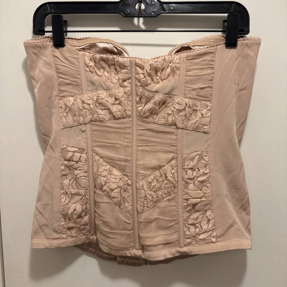 Top Bustier corsé de encaje de seda fruncido Bebe Y2K talla S Foto 2 de 4