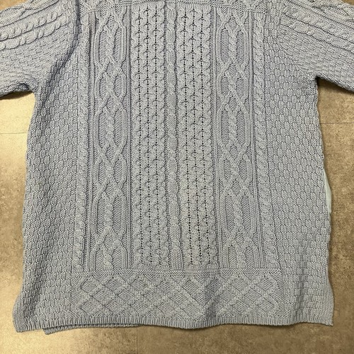 Aran Crafts Sweater Merino Wool Cable Knit Full Zip Hooded Lt Blue Women's 2XL - Picture 20 of 22