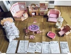 Vintage 80s Barbie Sweet Roses Furniture Lot Bed, Bath, Kitchen, Living Room Etc
