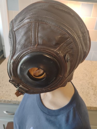 WWII Vintage Slote & Klein Aviation Pilot Leather Flying Helmet Large AN 6540-3L - Picture 5 of 18