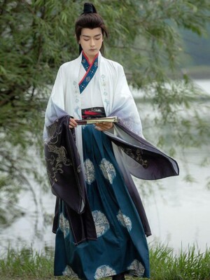 Weijin Hanfu Male Cosplay Anime Printed Suit Ancient Chinese