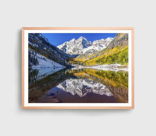 Estampado de campanas granates, arte de pared, arte de pared de lago enmarcado en otoño, naturaleza - Imagen 5 de 5