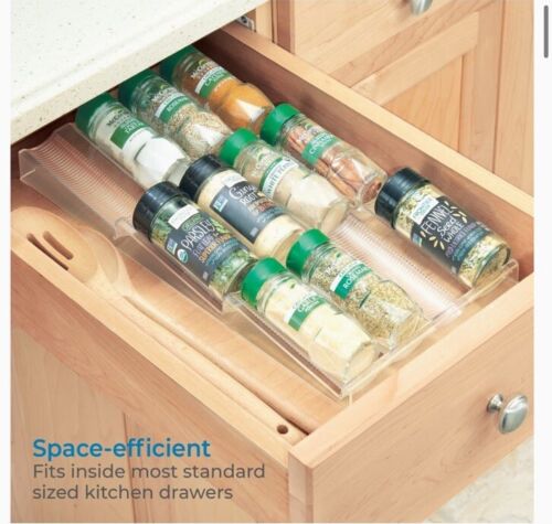 Spice Rack In-Drawer Organizer Kitchen Cabinet Holds 12 Bottles Clear BPA Free - Picture 4 of 6