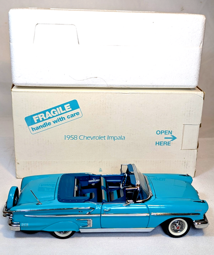 1/24 Danbury Mint  1958 Chevrolet Impala Convertible Turquoise + Box, No Papers - Picture 1 of 10