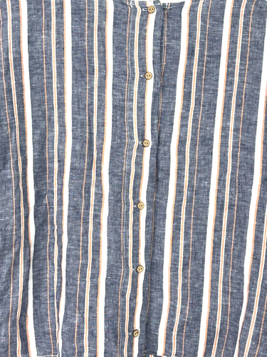 C&C California Womens Linen Shirt L Blue Monarch Striped Back Button Up Top T3 - Picture 10 of 12