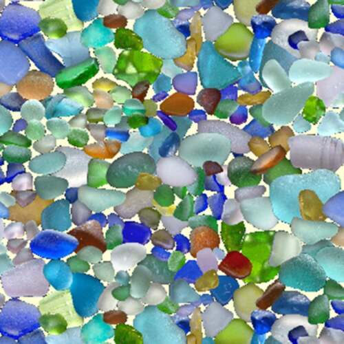 Multi colored rocks - sea glass 44" fabric by Elizabeth's Studio, 456-multi - Picture 1 of 1