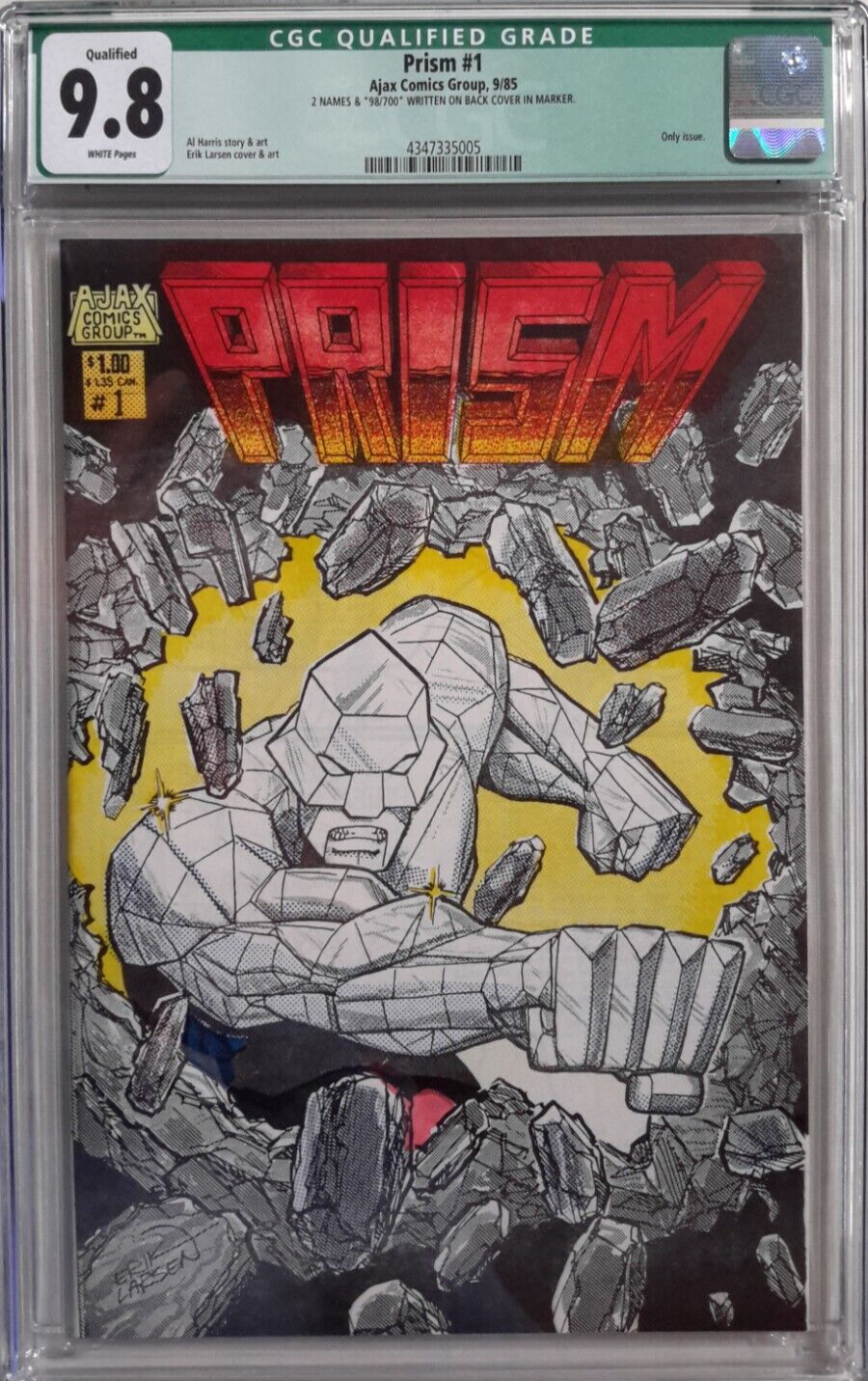 🔥PRISM #1 CGC 9.8*AJAX COMICS 1985*SIGNED ERIK LARSEN/AL HARRIS*GRAPHIC FANTASY