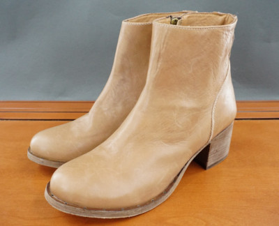 Beek Nighthawk Women's 9 Brown Leather Pull On Zip Casual Ankle Booties Shoes