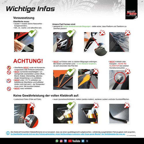 Motorrad Tankpad 3D Aufkleber - Uni Schwarz Lackschutzfolie Tankschutz : Form 43 - Bild 7 von 7