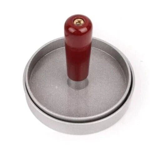 FORMA PRESSA PER HAMBURGER STAMPO PER CARNE CON MANICO IN LEGNO ALLUMINIO PANINI - Immagine 2 di 4