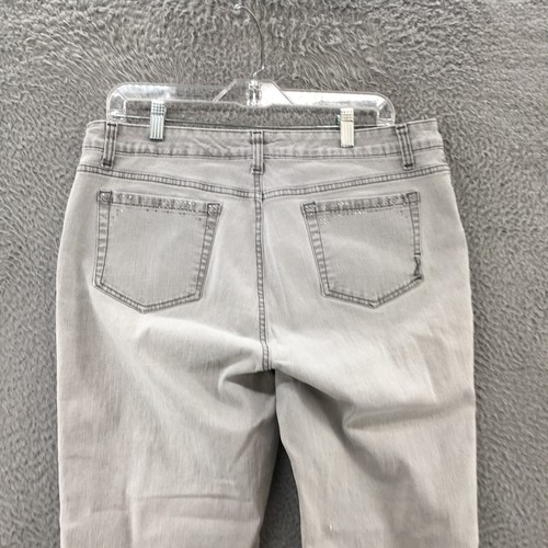 Jones New York Straight Leg Jeans Womens 16 (Actual 34x29) Gray High Rise Zip - Picture 11 of 16