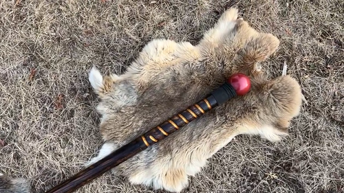 Hand Carved Solid Oak Walking Stick With Red Resin Orb Wooden Cane Walking Staff - Video 1 of 1