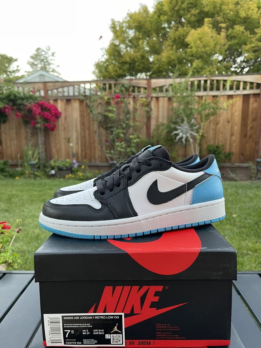 Nike Air Jordan 1 Low OG UNC Black Dark Powder Blue Women's Nike Air Jordan 1 Low OG UNC Black Dark Powder Blue Women's