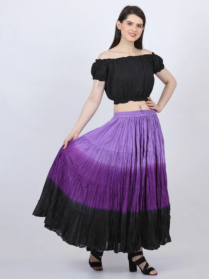 Store333 25 Yardas Gitana Tribal ATS Falda Lila Púrpura Negro Tinte Algodón F... - Imagen 4 de 4