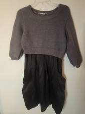 Mint Sweater Dress Wool Silk Grey Black Short Womens Medium