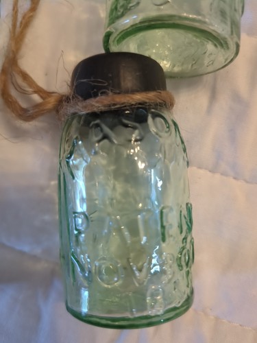 Primitive MINI Mason Jar Glass Christmas Tree Ornament CUTE! 2 1/2" Set Of 6 - Picture 5 of 9