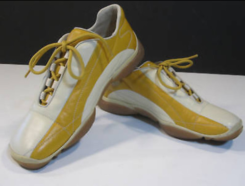 Womens Prada Sneakers Shoes Gold & Tan Size 8.5