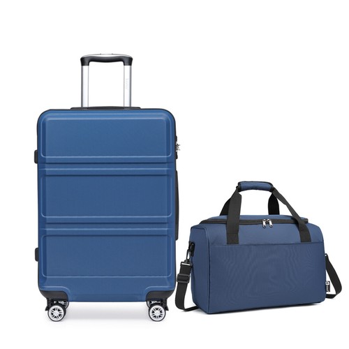 KONO 2PCS Travel Set ABS Hard Shell Suitcase 20" Hand Cabin Luggage Holdall Bag - Picture 46 of 72