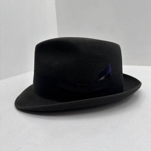 Resistol Majestic Vtg Dark Gray w Black Ribbon 7 In Fidora Hat Self-Conforming - Picture 2 of 7