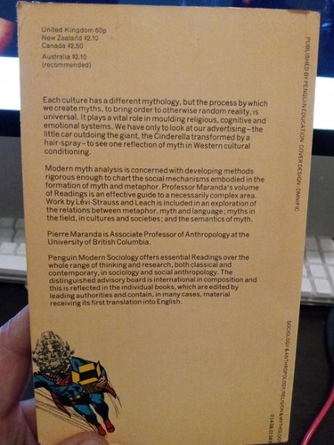 Mythology edited by Pierre Maranda Penguin 1972 - Picture 2 of 3
