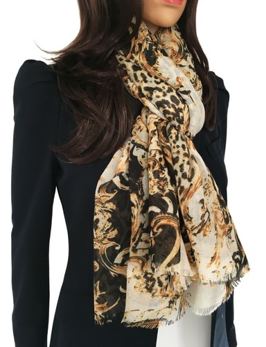 Large Leopard Print Scarf with Stripes Animal Zebra Big Long Shawl Summer Winter - Picture 327 of 818