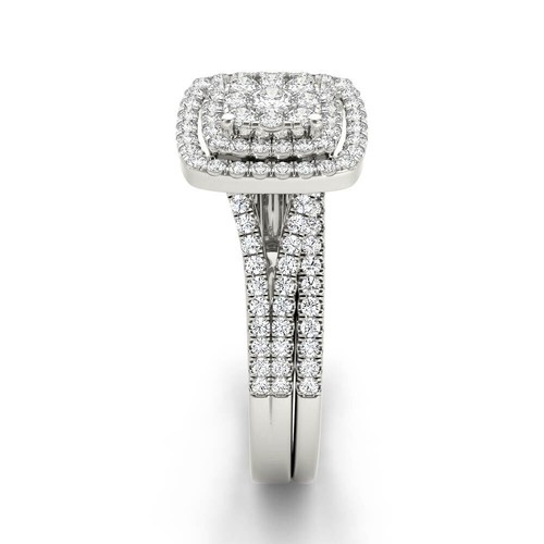 10k White Gold 1/2 Ct Round Diamond Halo Engagement Wedding Ring Size 9 - Picture 3 of 4