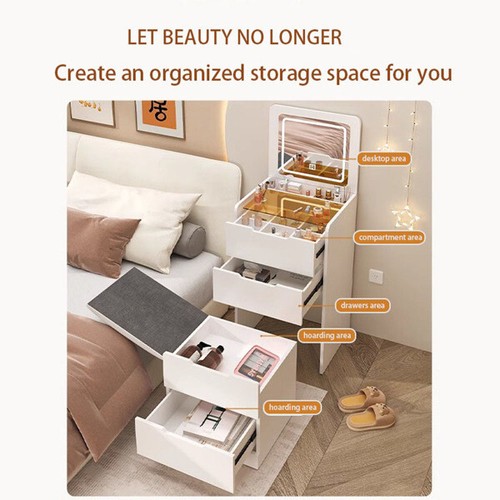 3 in 1 For Small Dressing Table Set with Mirror Light and Storage Drawers NEW - Picture 3 of 5