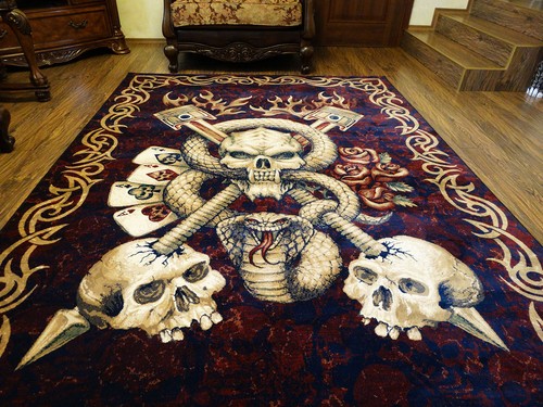 Alfombra de área de parche de motociclista Harley tapiz anillo Memento Mori de UNIQABLE - Imagen 2 de 12