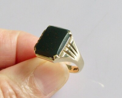 Gold Bloodstone Signet Ring Silver Men's Ring Men's Accessories Silver  Jewelry