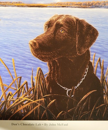 Chocolate Lab Dog Art Sporting Art Duck HuntingWall DecorwildlifeArtCollectable - Picture 6 of 8