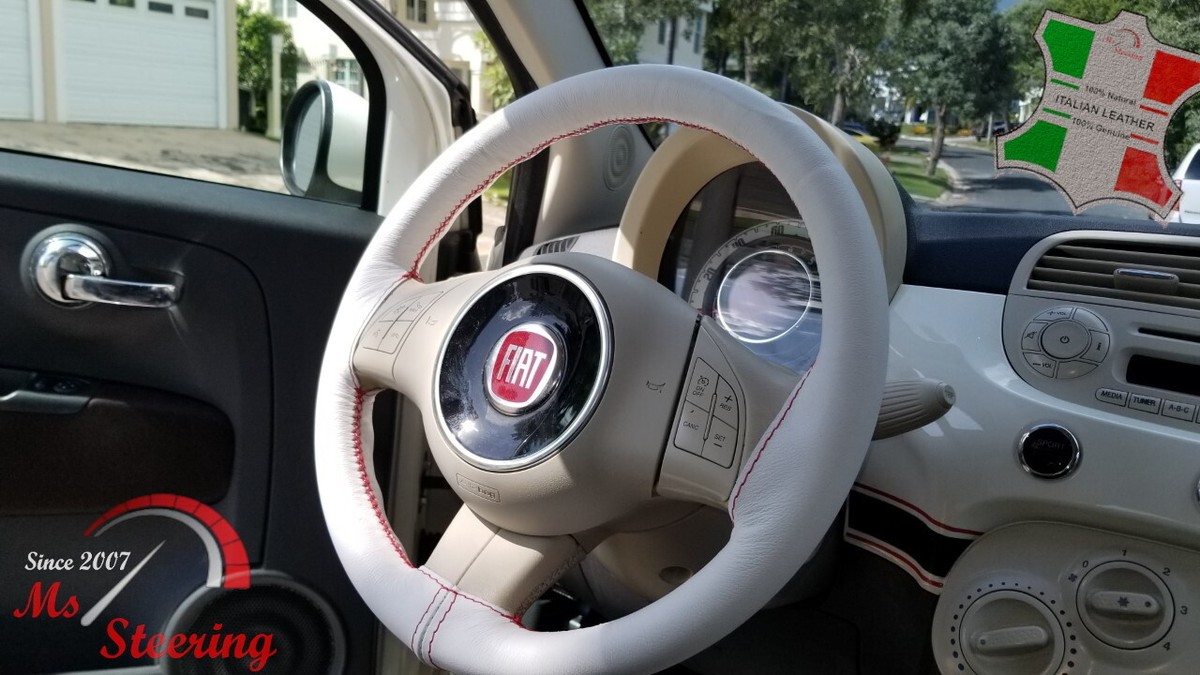 Cream steering wheel cover fiat 500 deals
