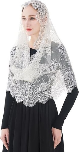 Infinity Catholic Church Veil Lace Mantilla Veils Latin Mass Head Ivory - Picture 5 of 6