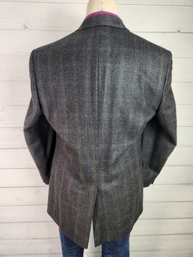 Hart Schaffner Marx Mens Two Button Blazer Gray Herringbone Windowpane Size 42L - Picture 8 of 17