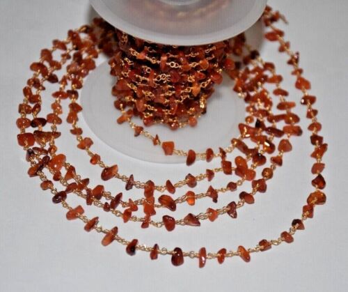 Edelstein Caroline ungeschnittene Späne Perlen Rosenkranzkette, vergoldete Schmuckkette - Bild 3 von 6